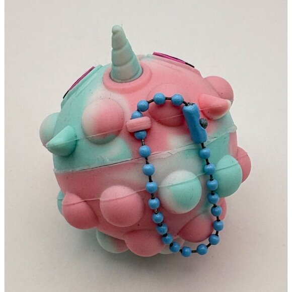 Baby Unicorn Squish Ball Keychain Fidget Toy Pink Blue Stress Relief Ball - Picture 2 of 6